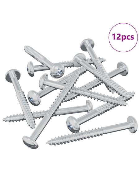 Vite in Legno 12 pcs Argento 9,8 x 53 mm Acciaio