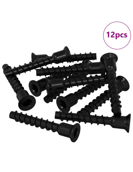 Vite a testa esagonale 12 pcs Nero 7 x 40 mm Ferro