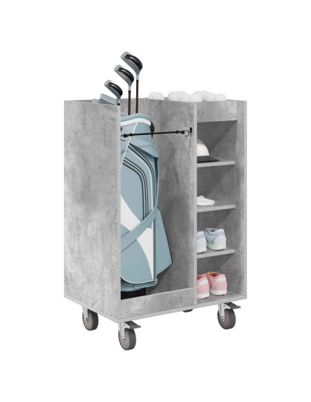 Armadio per Golf con ruota Grigio cemento 65 x 45 x 98 cm