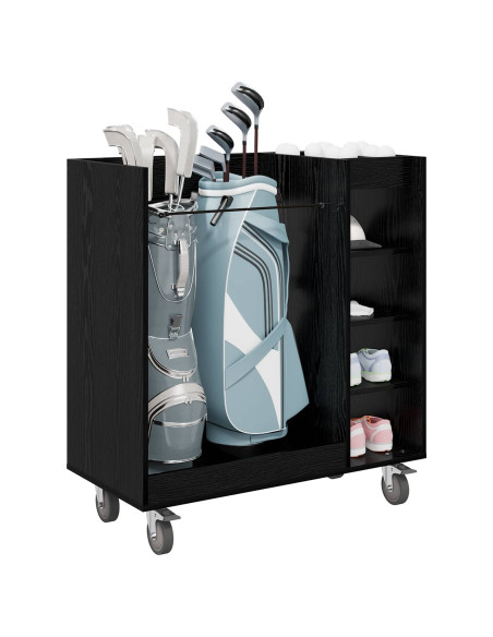 Armadio per Golf con ruota Rovere Nero 90 x 45 x 98 cm