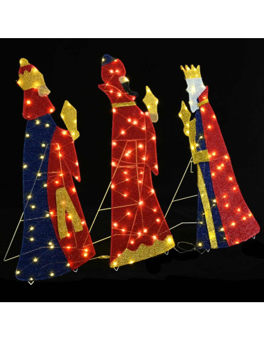 Illuminazione Natalizia dei 3 Magi 3 pcs Bianco caldo 105 cm