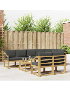 Set di divani da esterno 9 pcs Bianco e Antracite Poliestere