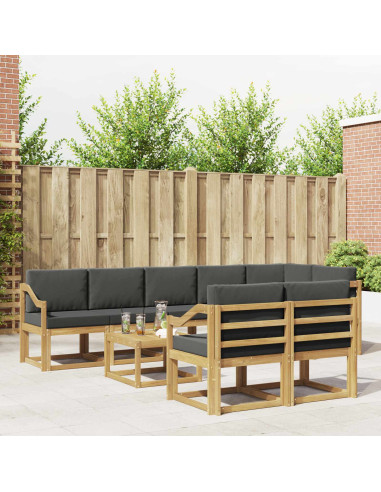 Set di divani da esterno 9 pcs Bianco e Antracite Poliestere