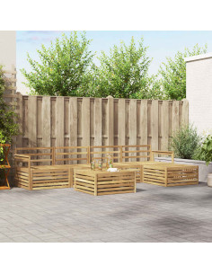 Set di divani da esterno 7 pcs Bianco Legno di Acacia Massello