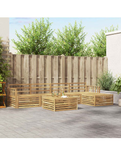 Set di divani da esterno 7 pcs Bianco Legno di Acacia Massello
