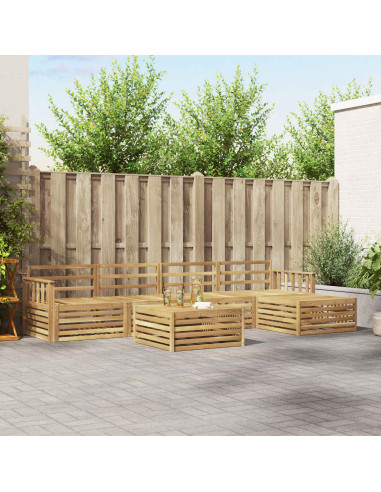 Set di divani da esterno 7 pcs Bianco Legno di Acacia Massello