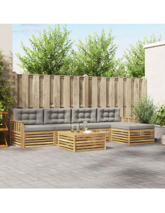 Set di divani da esterno 7 pcs Bianco e Grigio Chiaro