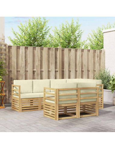 Set divano sezionale con cuscino 7 pcs Bianco e Crema