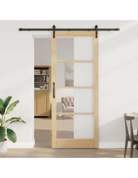 Porta scorrevole ORKDAL Naturale e Nero 93 x 232 cm