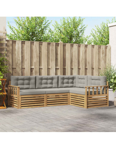 Set di divani da esterno 5 pcs Bianco e Grigio Chiaro