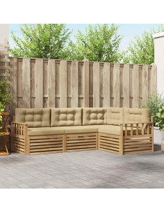 Set di divani da esterno 5 pcs Bianco e Beige Poliestere