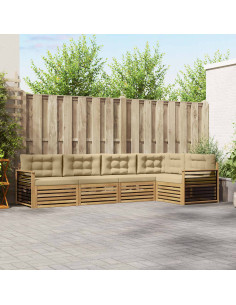 Set di divani da esterno 6 pcs Bianco e Beige Poliestere