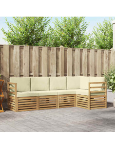 Set divano sezionale con cuscino 5 pcs Bianco e Crema