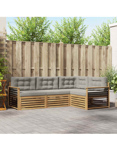 Set di divani da esterno 5 pcs Bianco e Grigio Chiaro