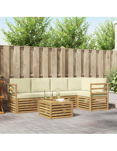 Set divano sezionale con cuscino 6 pcs Bianco e Crema