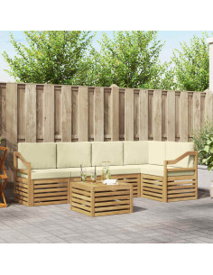 Set divano sezionale con cuscino 6 pcs Bianco e Crema
