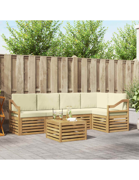Set divano sezionale con cuscino 6 pcs Bianco e Crema