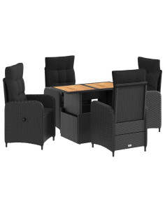 Set da pranzo per esterni con cuscino con cuscino 5 pcs Nero