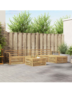 Set di divani da esterno 7 pcs Bianco Legno di Acacia Massello 2
