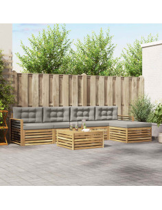 Set di divani da esterno 7 pcs Bianco e Grigio Chiaro 2