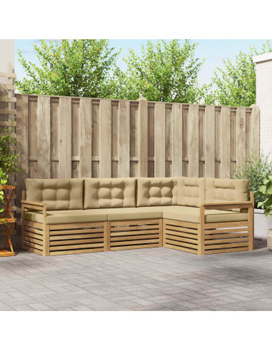 Set di divani da esterno 5 pcs Bianco e Beige Poliestere