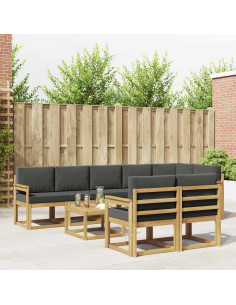 Set di divani da esterno 9 pcs Bianco e Antracite Poliestere