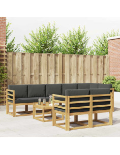 Set di divani da esterno 9 pcs Bianco e Antracite Poliestere