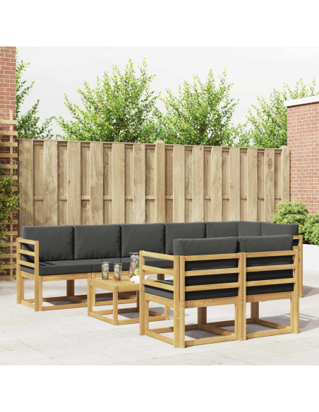 Set di divani da esterno 9 pcs Bianco e Antracite Poliestere