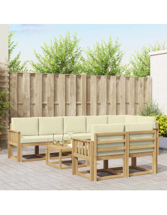Set di divani da esterno 9 pcs Bianco e Crema Poliestere