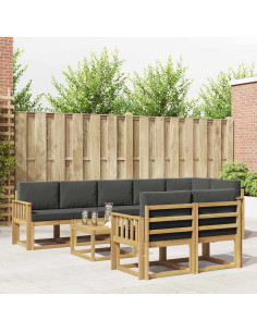 Set di divani da esterno 9 pcs Bianco e Antracite Poliestere