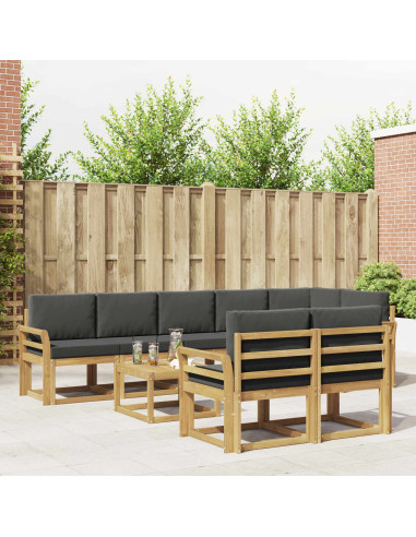 Set di divani da esterno 9 pcs Bianco e Antracite Poliestere