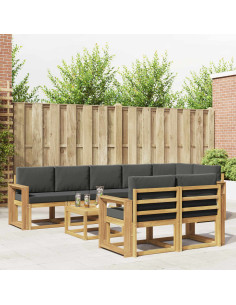 Set di divani da esterno 9 pcs Bianco e Antracite Poliestere