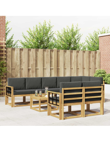 Set di divani da esterno 9 pcs Bianco e Antracite Poliestere