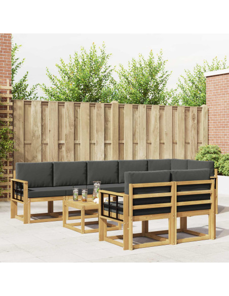 Set di divani da esterno 9 pcs Bianco e Antracite Poliestere