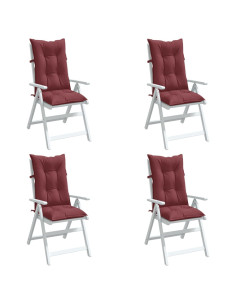 Cuscini Sedia Schiena Alta 4 Rosso Vino Mélange 120x50x7 cm