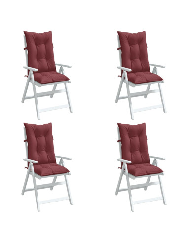 Cuscini Sedia Schiena Alta 4 Rosso Vino Mélange 120x50x7 cm