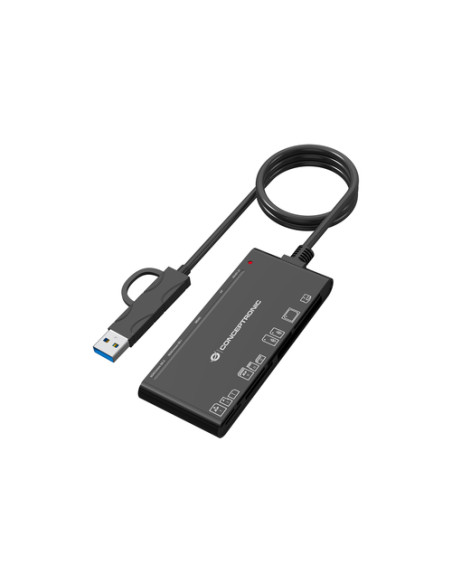 Conceptronic BIAN10B lettore di schede USB 3.2 Gen 1 (3.1 Gen 1) Type-A/Type-C Nero
