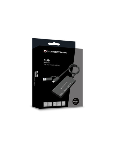 Conceptronic BIAN10B lettore di schede USB 3.2 Gen 1 (3.1 Gen 1) Type-A/Type-C Nero