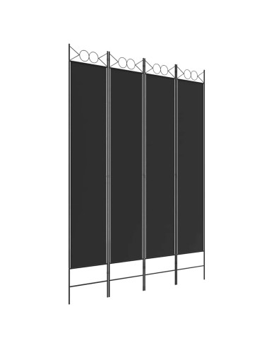 Divisorio a 4 Pannelli Nero 160x220 cm in Tessuto