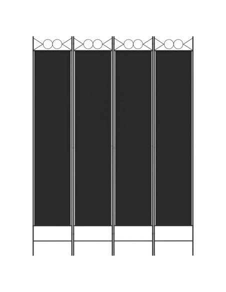 Divisorio a 4 Pannelli Nero 160x220 cm in Tessuto