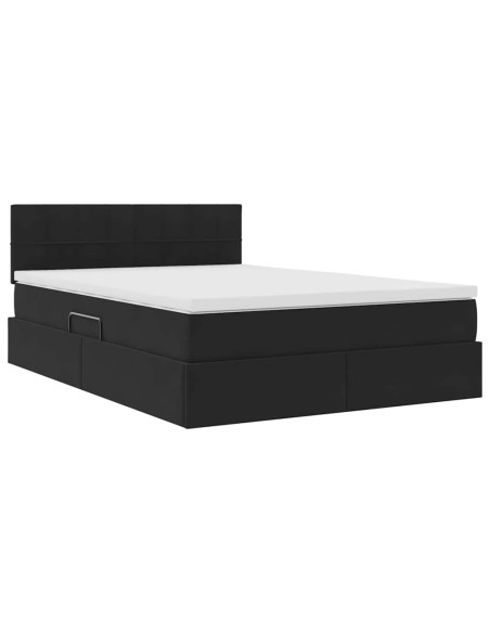 Letto con Contenitore con materasso Nero 140 x 190 cm Velluto