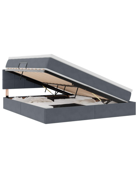 Letto con Contenitore Grigio scuro 160 x 200 cm Velluto