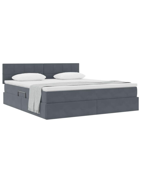 Letto con Contenitore Grigio scuro 160 x 200 cm Velluto