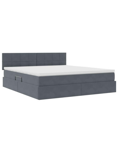 Letto con Contenitore Grigio scuro 160 x 200 cm Velluto