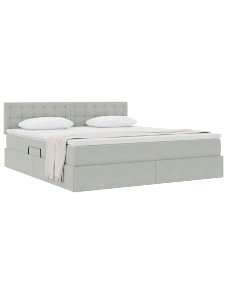 Letto con Contenitore Grigio chiaro 160 x 200 cm Velluto