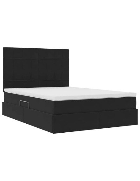 Letto con contenitore e materasso Nero 140 x 190 cm Velluto