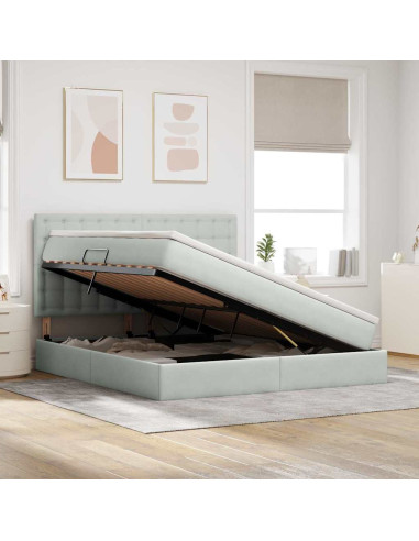 Letto con contenitore e materasso Grigio chiaro 160 x 200 cm