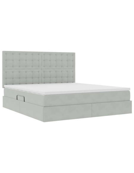 Letto con contenitore e materasso Grigio chiaro 160 x 200 cm