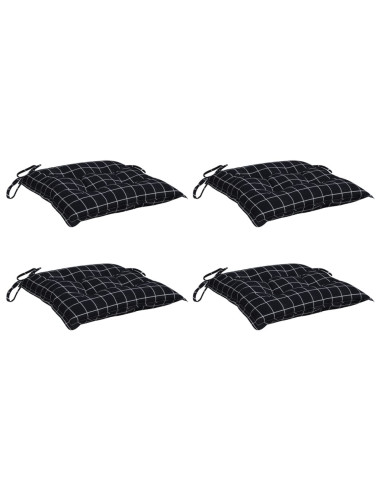 Cuscini per Sedia 4 pz a Quadri Neri 50x50x7 cm Tessuto Oxford