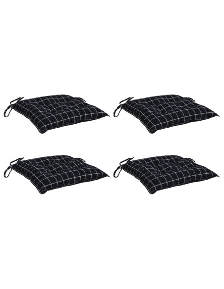 Cuscini per Sedia 4 pz a Quadri Neri 50x50x7 cm Tessuto Oxford